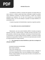 Atividade Discursiva - Fontes Alternativas de Energia
