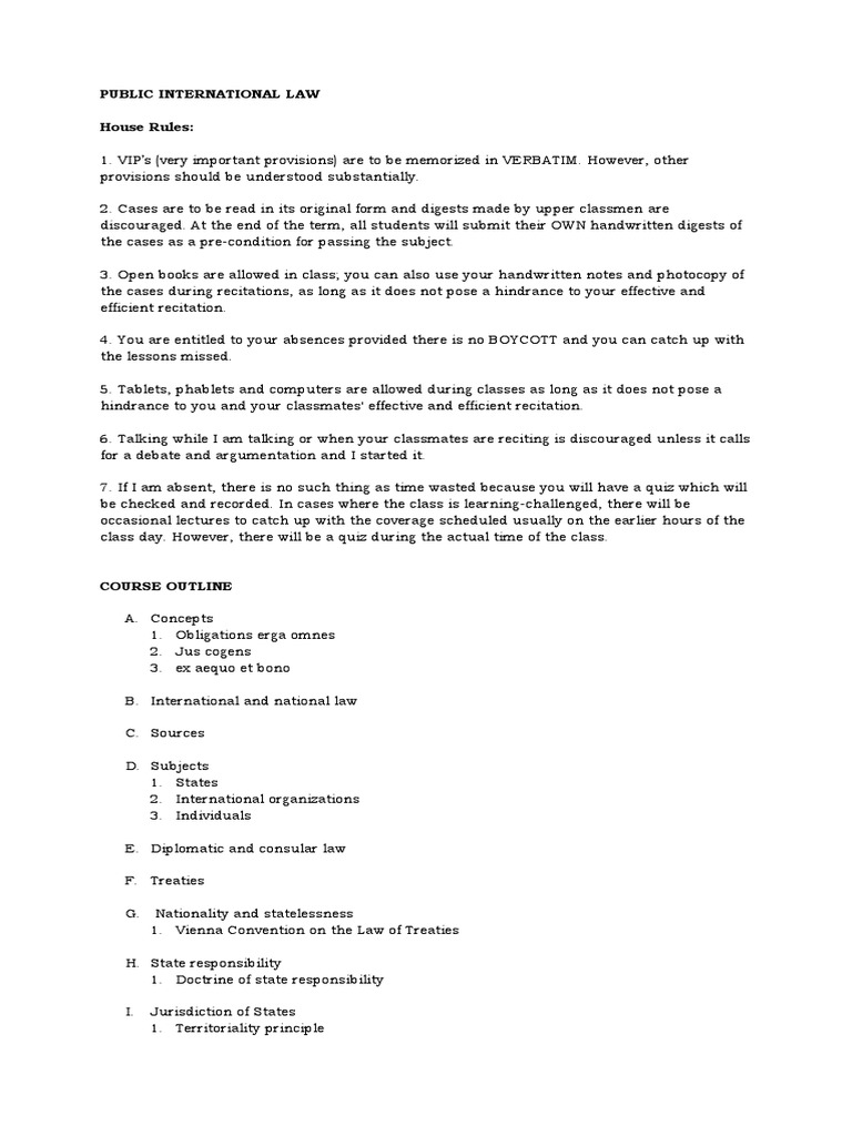 Public International Law Course Guide | PDF | United Nations Convention ...