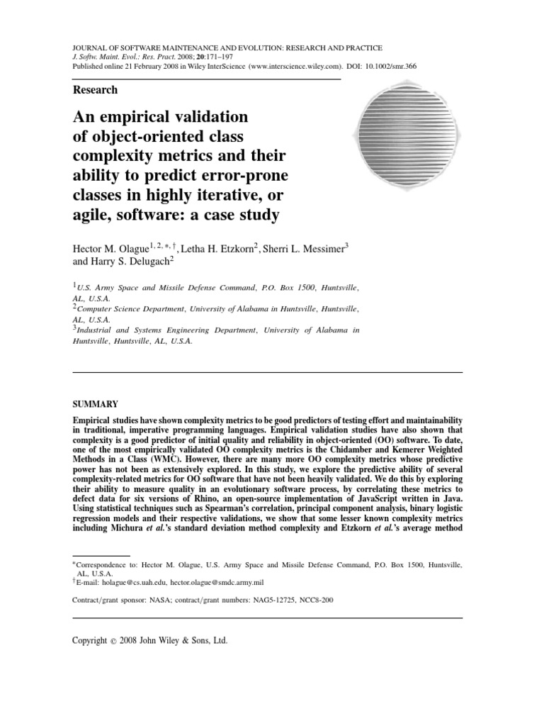 An Empirical Validation of Object-Oriented Class Complexity Metrics and ...