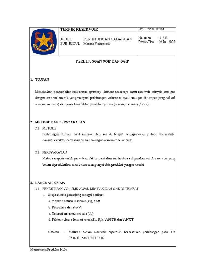 Perhitungan OOIP dan OGIP Volumetrik | PDF