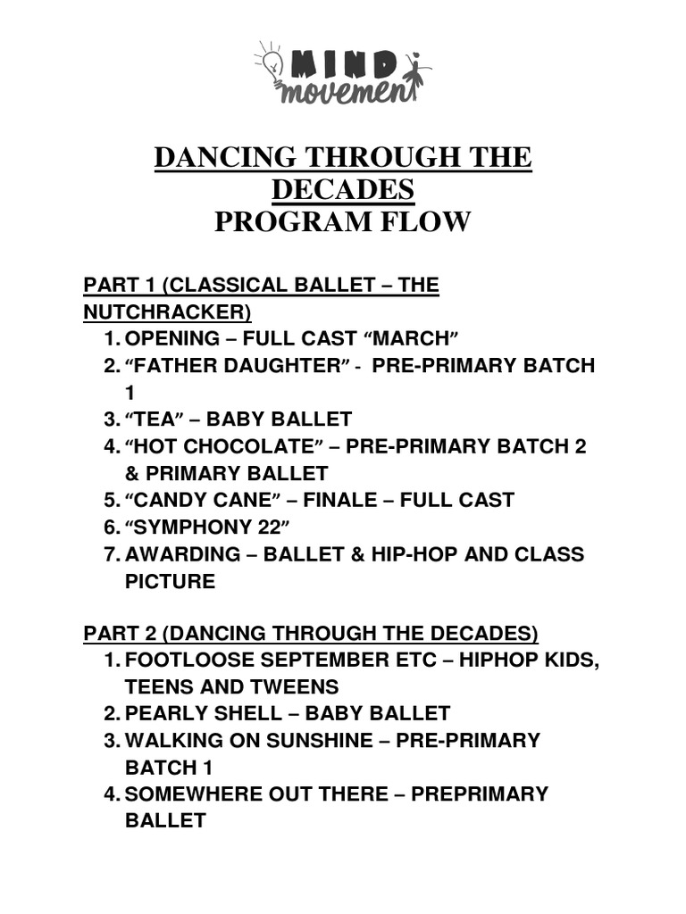 Decades Dance Program Overview | PDF | Art