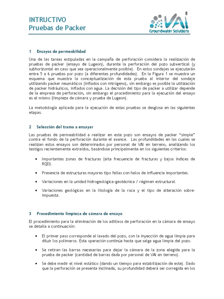Pruebas de Packer en Perforación | PDF | Bomba | Descarga (hidrología)