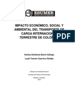 Impacto Económico, Social y Ambiental Del Transporte de Carga Internacional Terrestre de Colombia PDF
