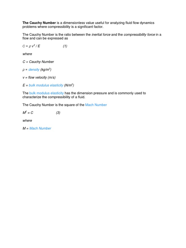 Understanding the Cauchy Number in Fluid Dynamics | PDF | Science ...