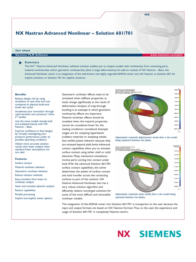 NX Nastran Advanced Nonlinear - Solution 601/701: Siemens PLM Software ...