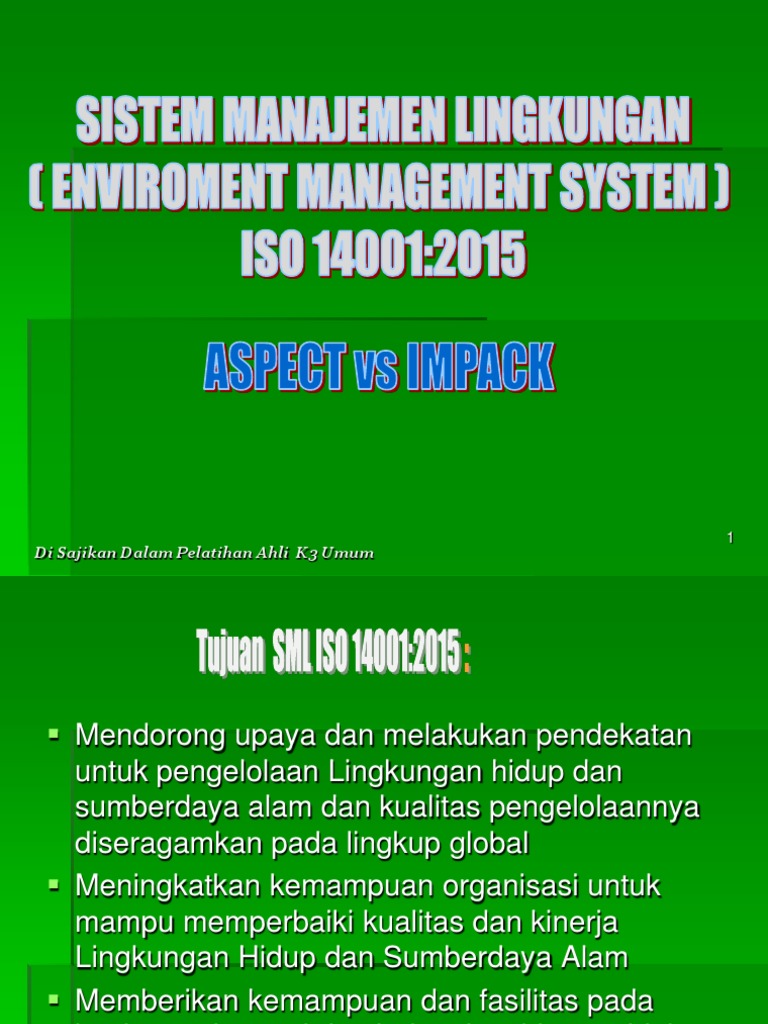 Iso 14001 2015 Sistem Manajemen Lingkungan Sml Pengenalan Rev 02