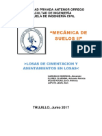 Losas de CImentacion y Asentamientos Informe MSII