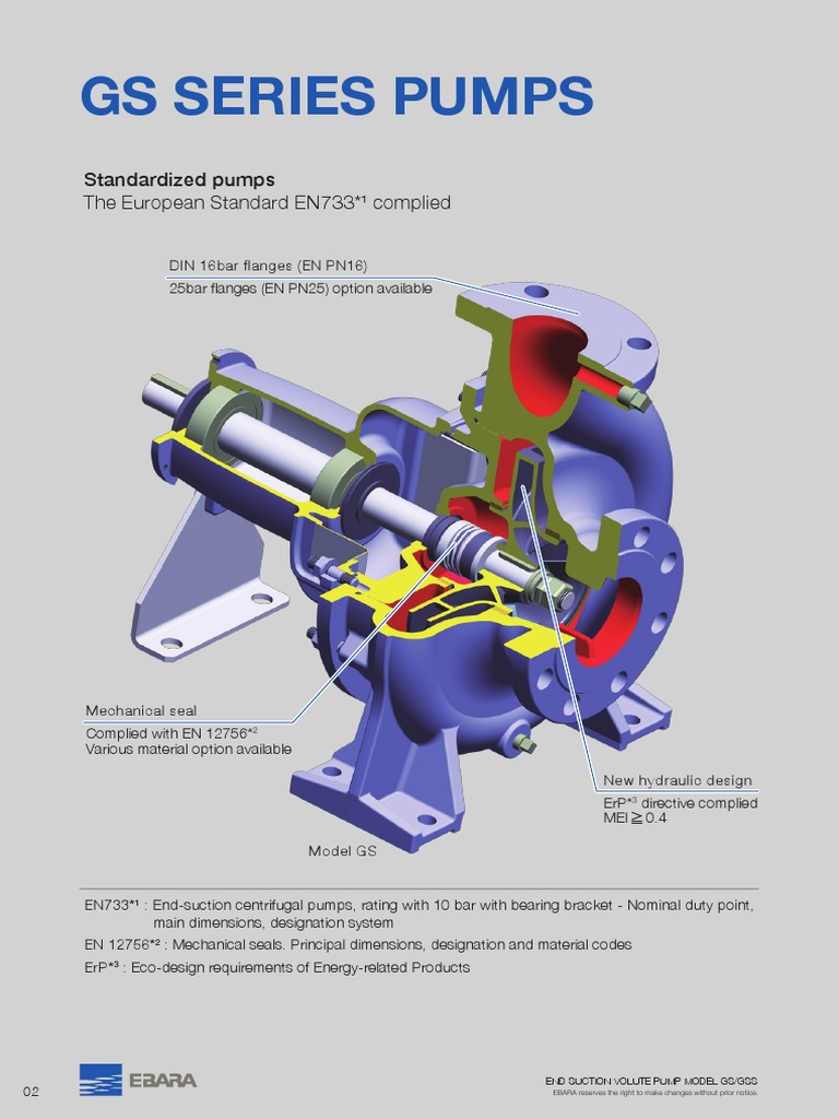 Ebara GS Series Centrifugal Pumps Guide | PDF | Pump | Bearing (Mechanical)