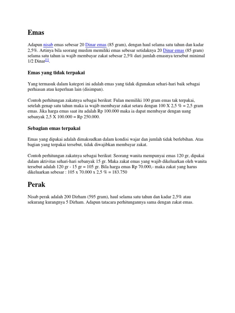 Contoh Soal Perhitungan Zakat Emas Dan Perak Bagikan Contoh