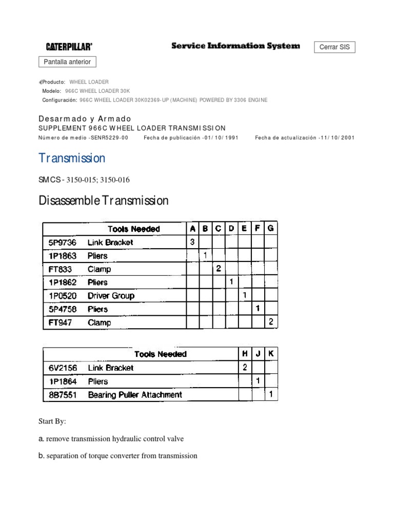 Desarmado y Armado Transm 966C PDF | PDF | Clutch | Transmission ...