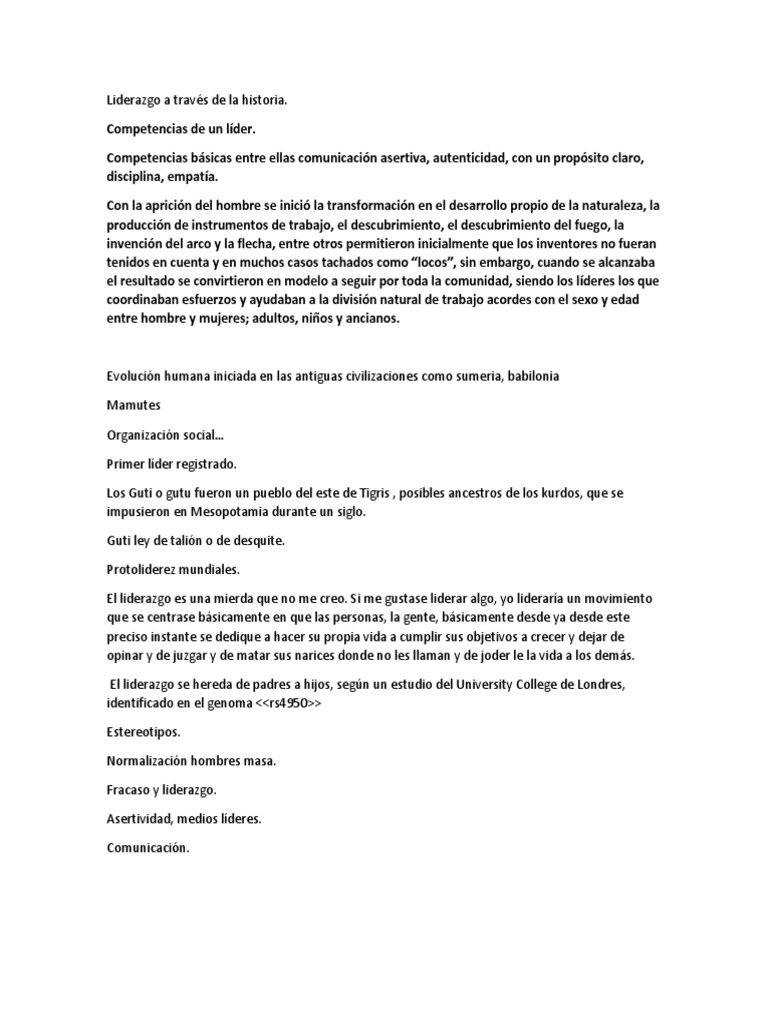 Liderazgo a lo largo de la historia | PDF