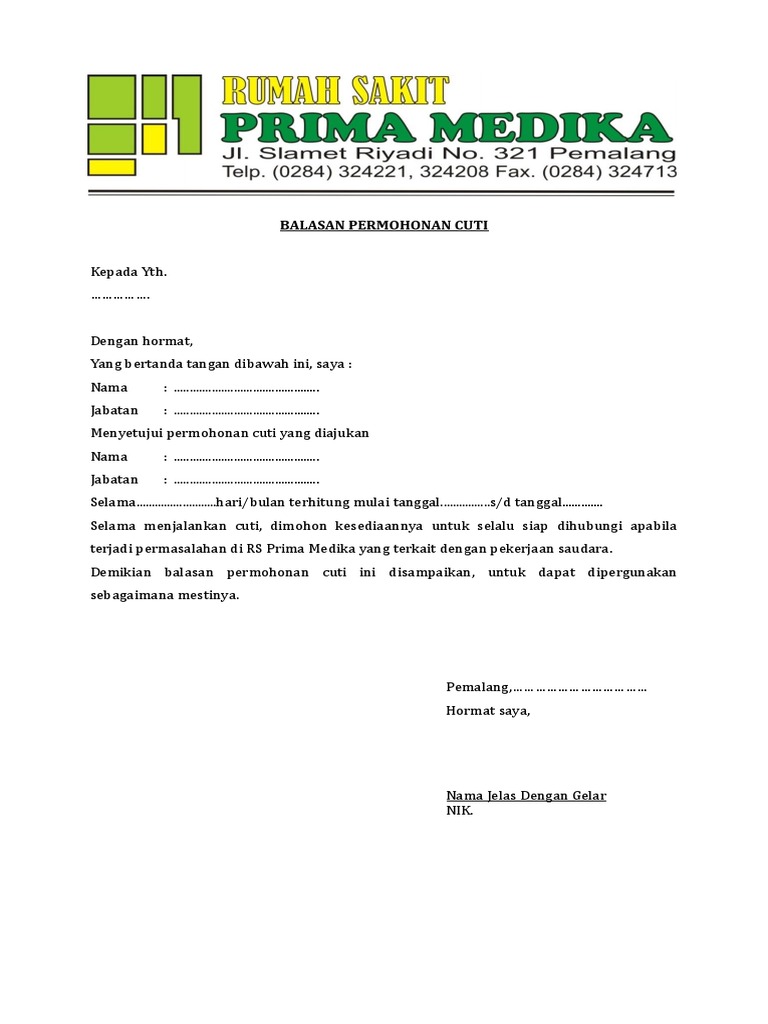 Balasan Permohonan Cuti