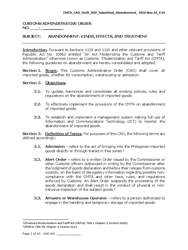 Abandonment Kinds Effects and Treatment | PDF | Customs | Taxes