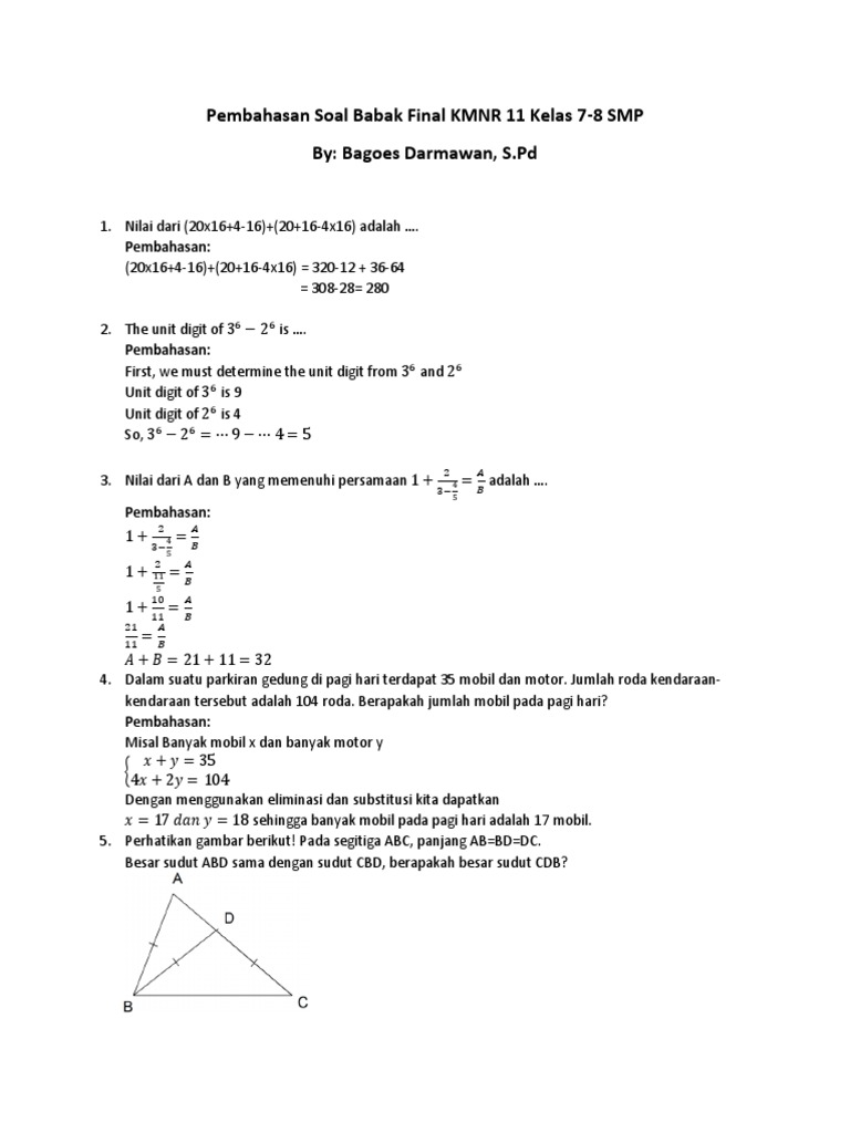 Soal Final Kmnr Kelas 9