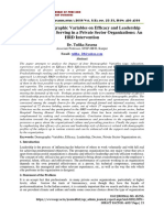 Impact of Demographic Variables On Efficacy and Leadership Profile of Doctors Serving in A Private Sector Organizations: An HRD Intervention