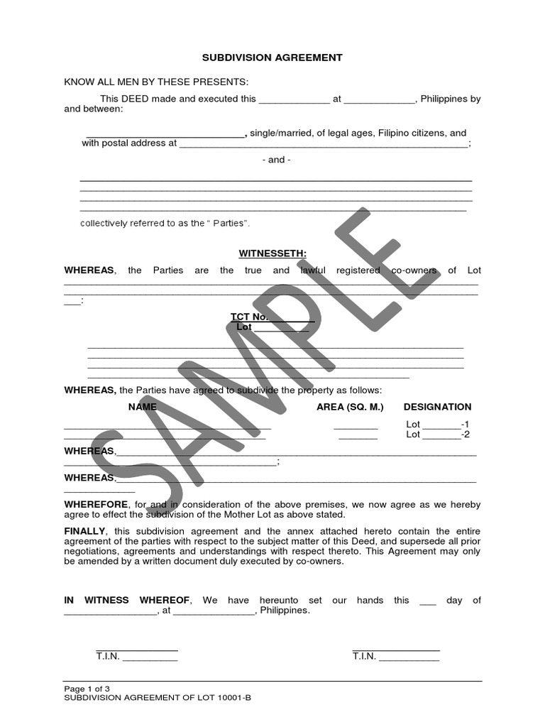 Subdivision Agreement | PDF | Document | Justice