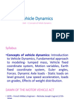 Unit - 1 Concepts of Vehicle Dynamics
