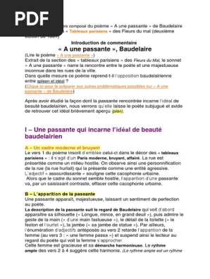A Une Passante Pdf Les Fleurs Du Mal Charles Baudelaire