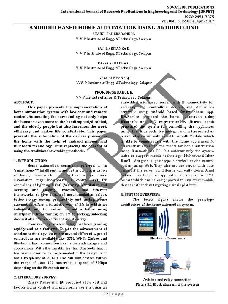 Android Based Home Automation Using Arduino-Uno | PDF | Arduino | Bluetooth