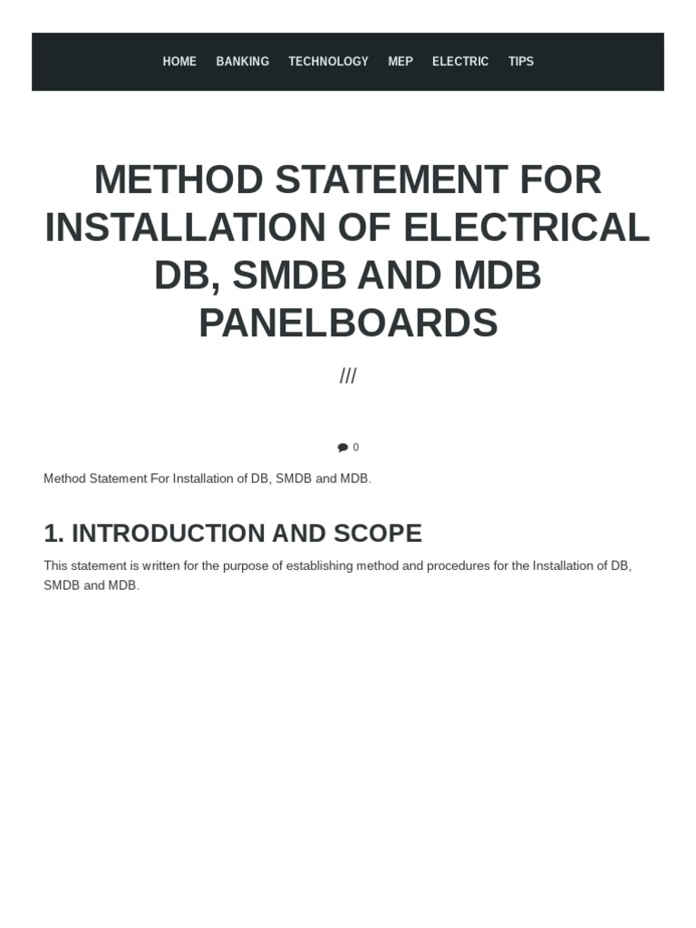 Panel Installation Method Statement Electrical Wiring Electric