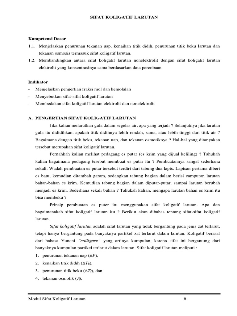 ASPIRIN Modul Sifat Koligatif Larutan PDF