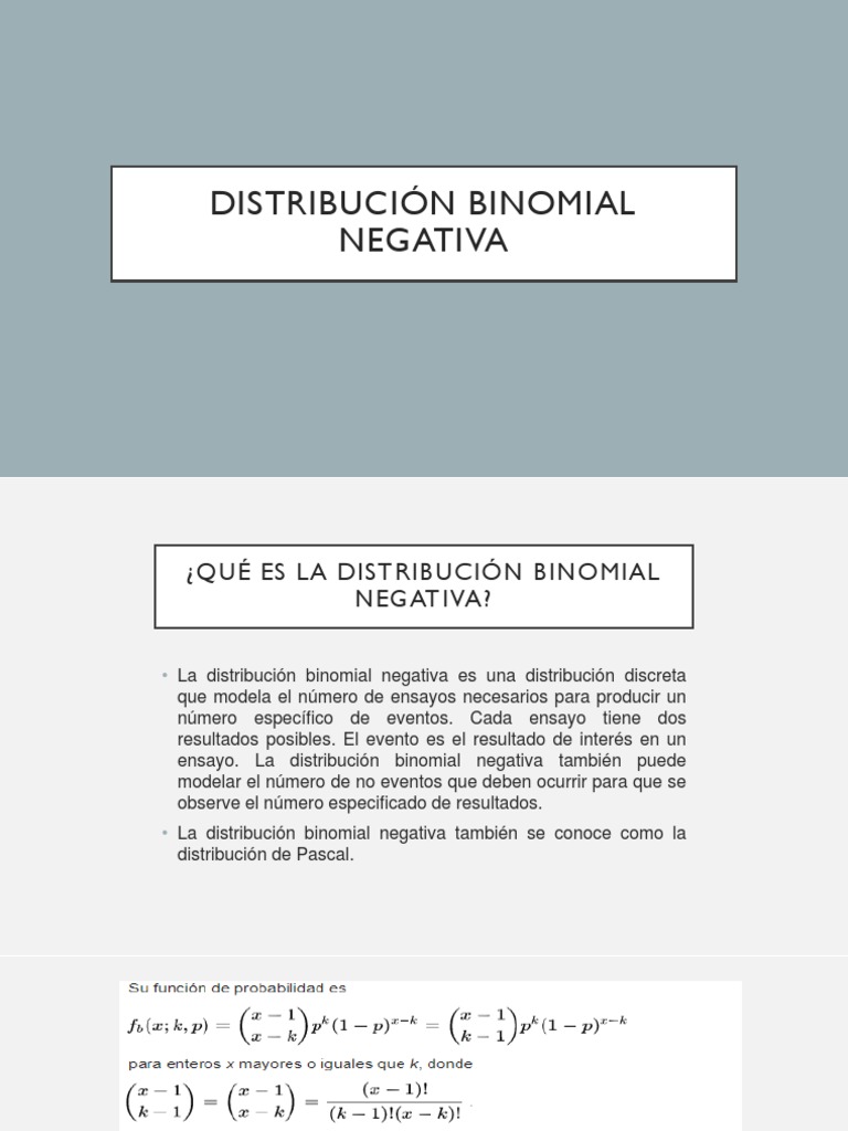 Distribucion Binomial Negativa | PDF | Distribución de probabilidad |  Probabilidad