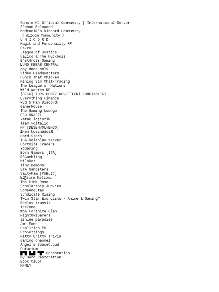 Server List Leisure