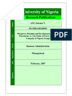 Manpower Planning and Development in Nigeria Parastatals A Case Study of Power Holding Company of Nigeria, Enugu