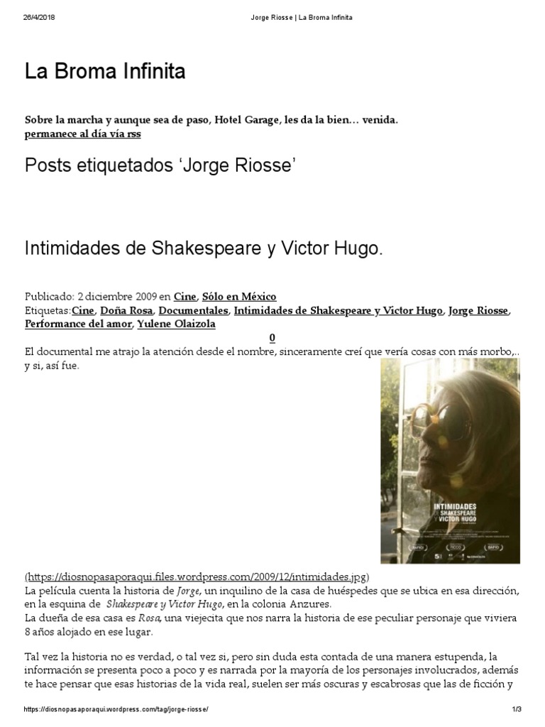 Jorge Riosse - La Broma Infinita | PDF