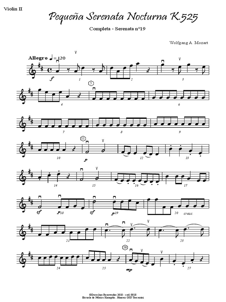 Pequeña Serenata Nocturna Violín II