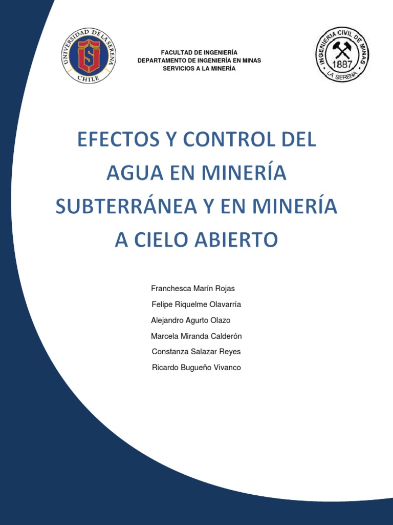 Efectos y Control Del Agua en MInería Sub. y Cielo Abierto | PDF ...