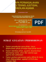 Beberapa Permasalahan Bidang Teknis Judisial Peradilan Agama