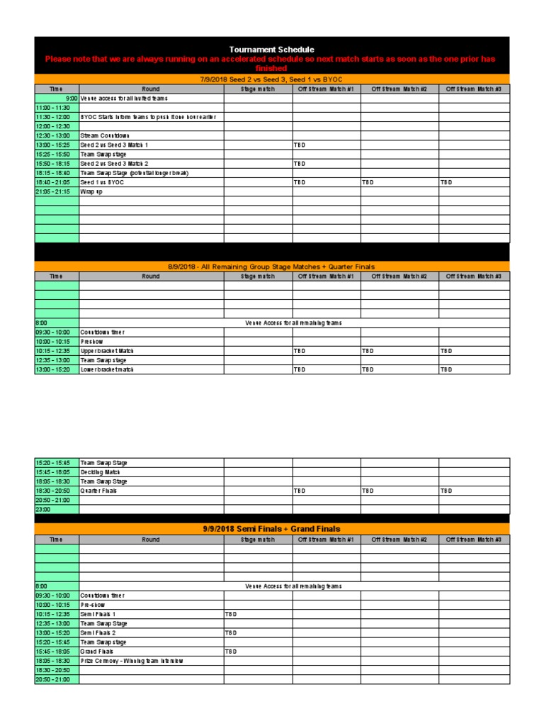 Tournament Schedule and Fixtures | PDF | Leisure | Sports Competitions