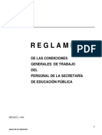 Reglamento de Las Condiciones Generales de Trabajo Del Personal Al Servicio de La SEP