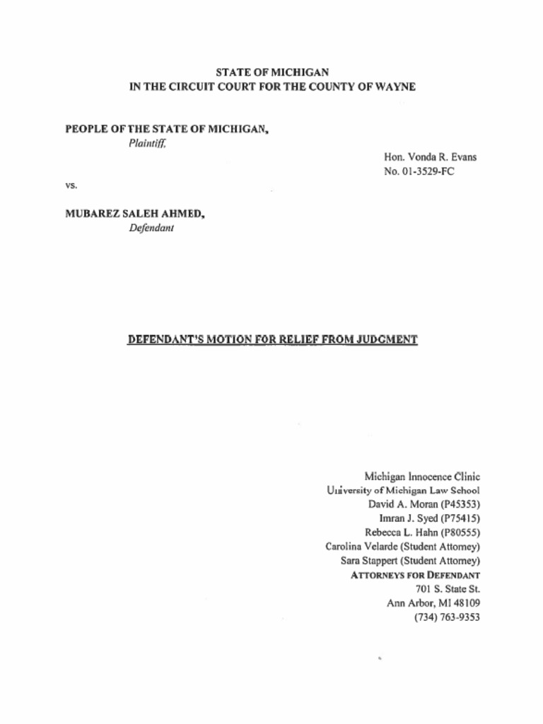Motion For Relief From Judgment PDF
