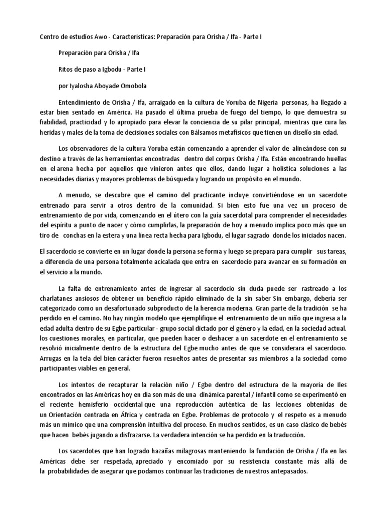 Preparación Para Orisha Ifa Parte I - 