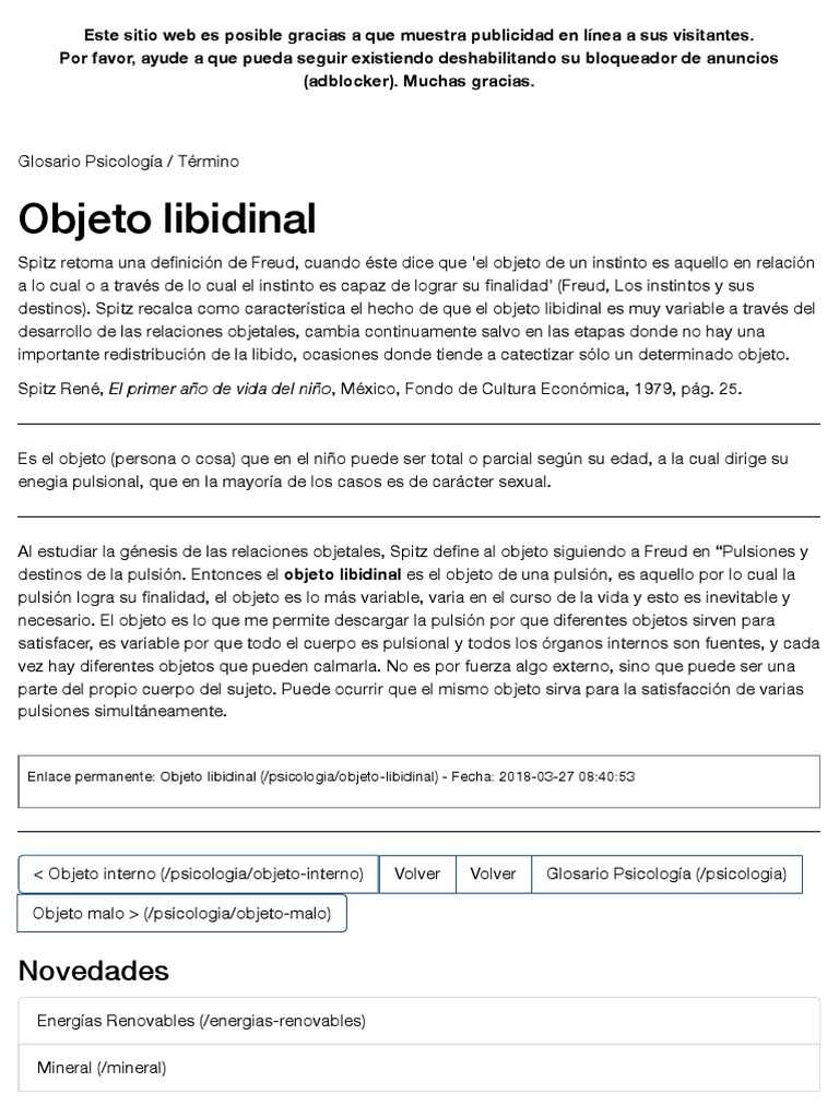 Objeto Libidinal | PDF | Libido | Sicología