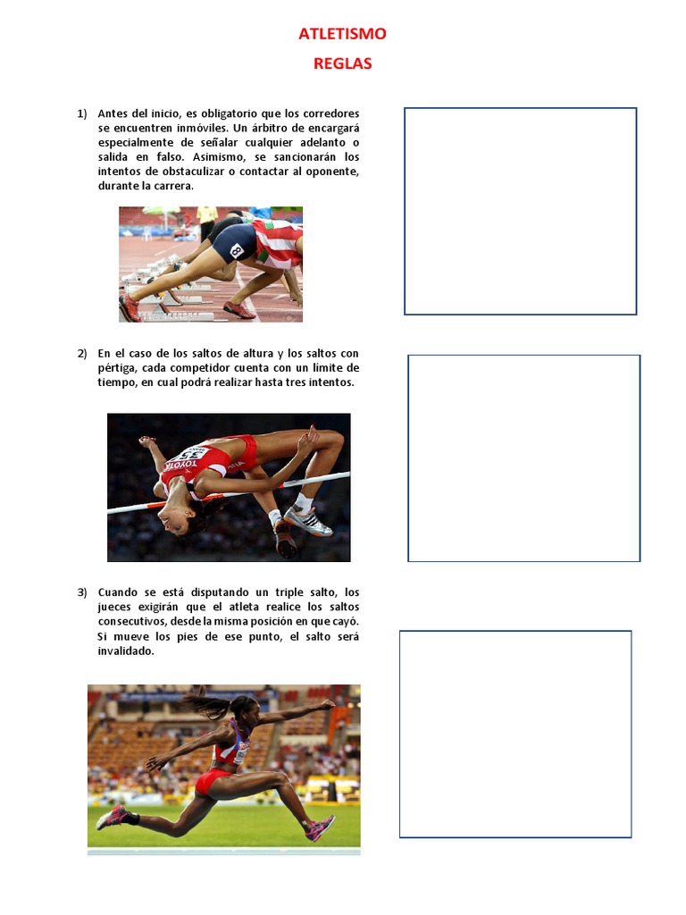 Reglas del Atletismo y Tipos de Saltos | PDF | Deporte del atletismo ...