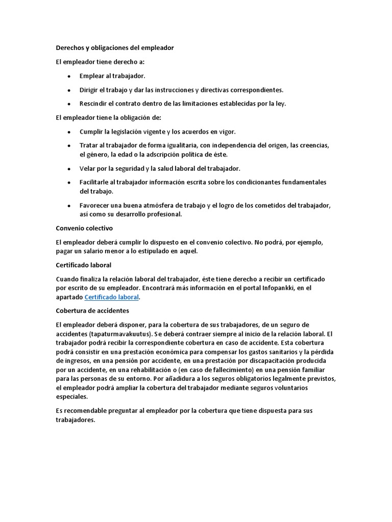 Derechos y obligaciones del empleador | PDF | Derecho