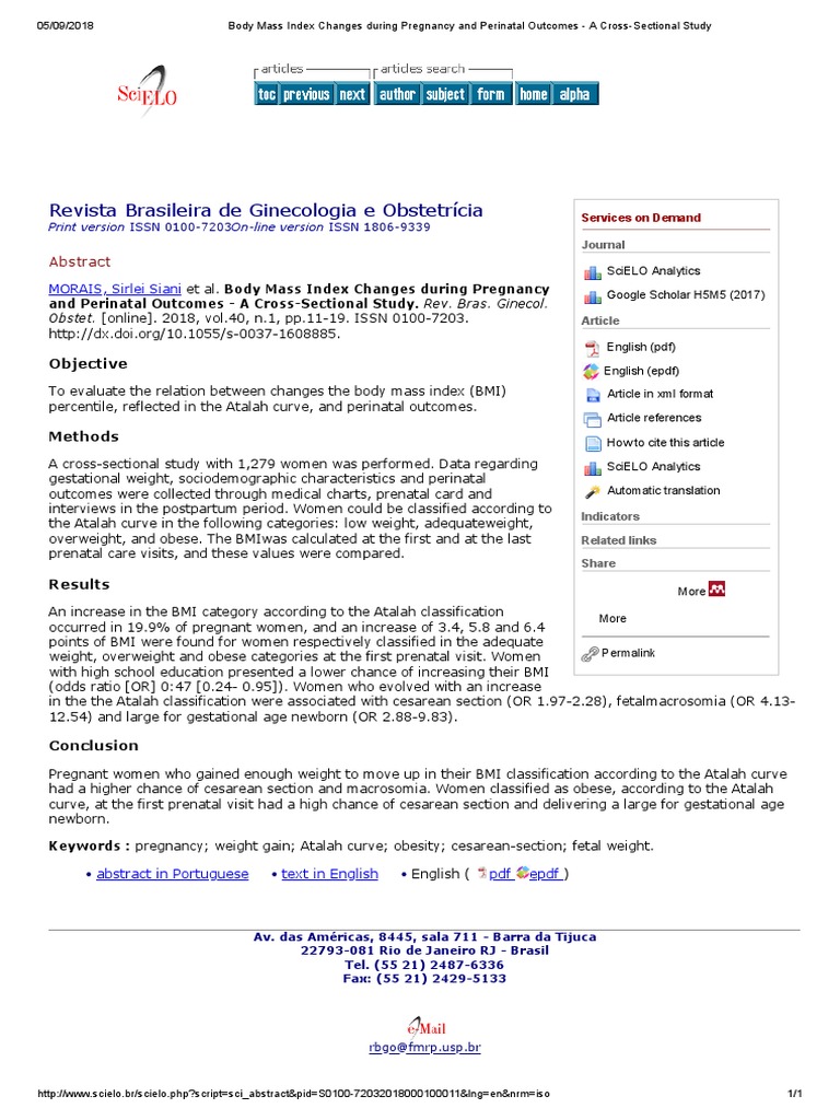 Body Mass Index Changes During Pregnancy and Perinatal Outcomes - A ...