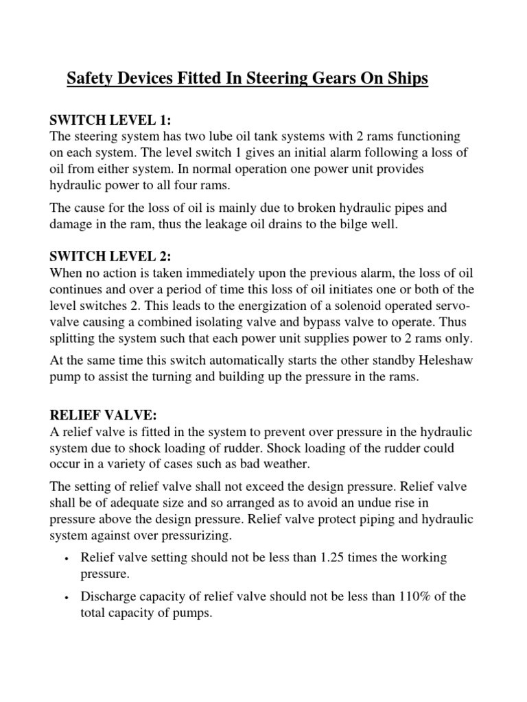 1.7 Safeties in Steering Gears PDF Rudder Valve