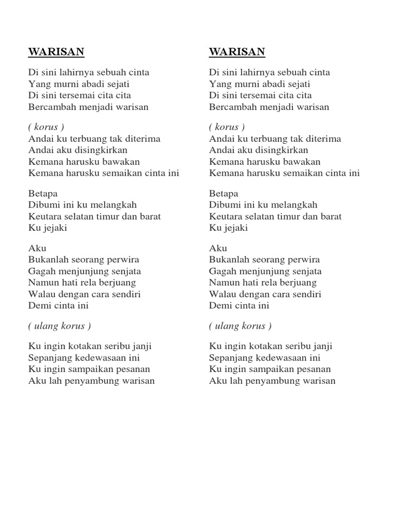 Lirik Lagu Warisan | PDF