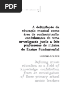 A Delimitação Da Educação Musical Como Área de Conhecimento