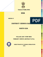 CENSUS DATA FOR VILLAGES AND TOWNS IN NORTH GOA