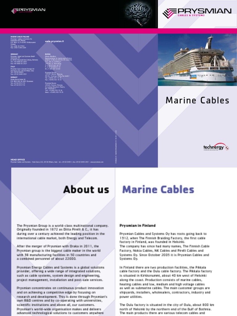 Prysmian Marine Cables Overview | PDF | Electrical Conductor | Wire