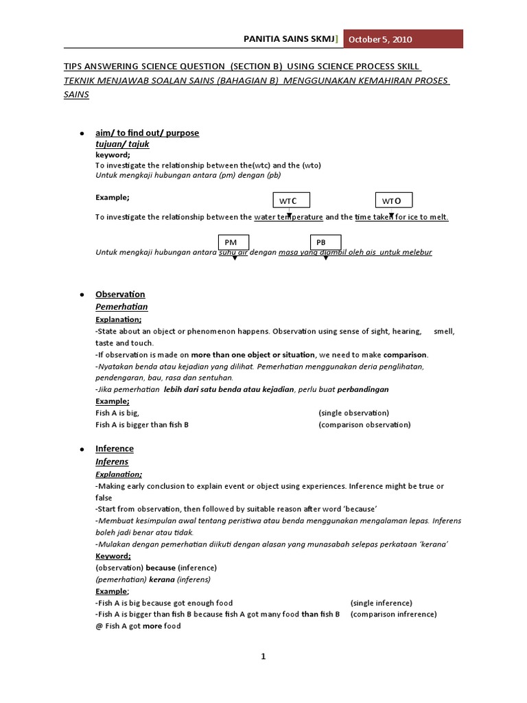 Teknik menjawab soalan sains upsr bahagian b