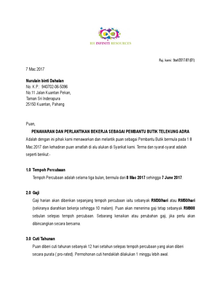 Contoh Surat Offer Letter Bahasa Melayu - JadenmcyHensley