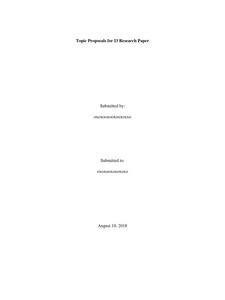 Topic Proposals For I3 Research Paper | PDF | Gastroesophageal Reflux ...