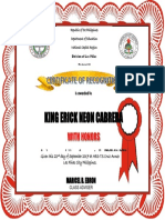 Certificate For Recognition (With Honors)