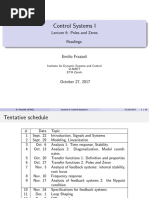 Control Systems I: Lecture 6: Poles and Zeros Readings